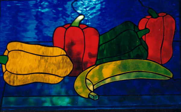 Peppers and Banana Window by Wren Woodward Sarrow, Image 1.
