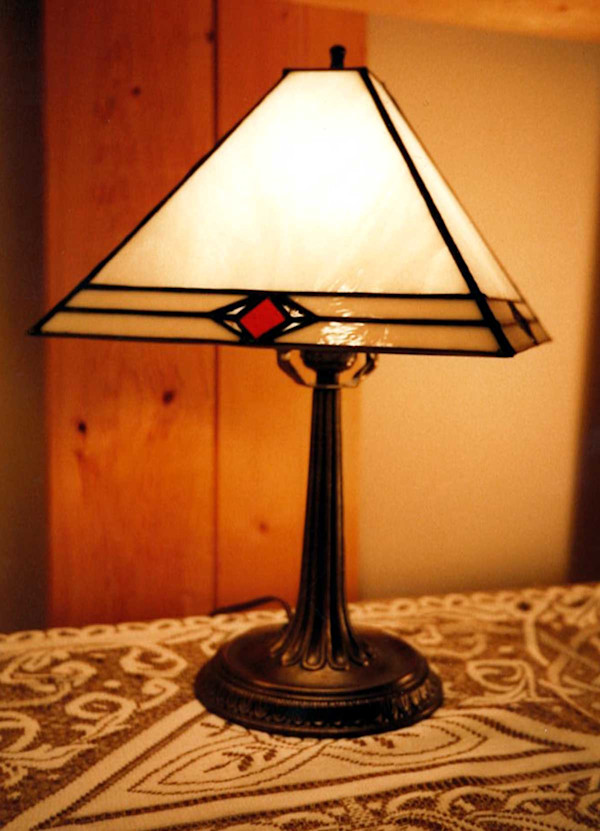 Linear Stained Glass Lamp by Wren Woodward Sarrow, Image 1.