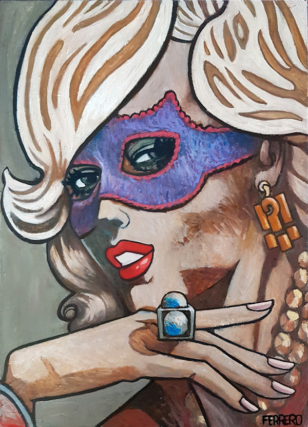 Lisa et le masque mauve by Galerie Marc FERRERO