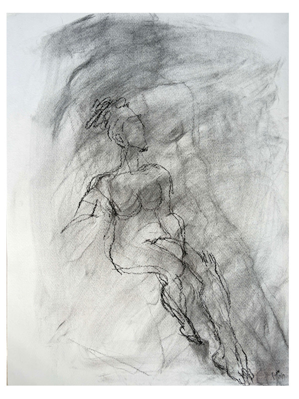 Seated Nude Figure Drawing #9 by Ruth Aizuss Migdal, Image 15.