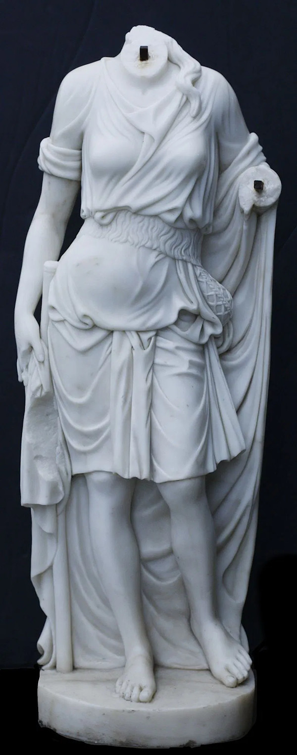 Life-sized carved marble sculpture, Draped Allegorical Female Figure, Image 2.