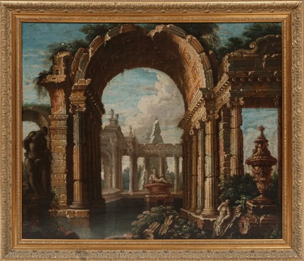 “The Archway” Italian School, 18th c., "A Capriccio of Ruins” by Italian School