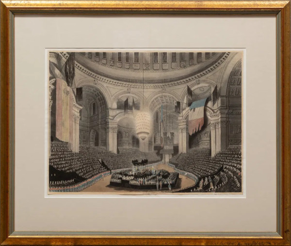 "Funeral Ceremony of Admiral Lord Nelson St Paul's Cathedral" Hand Colored Engravings by C.A. Pugin, F.C. Lewis (Engraver)