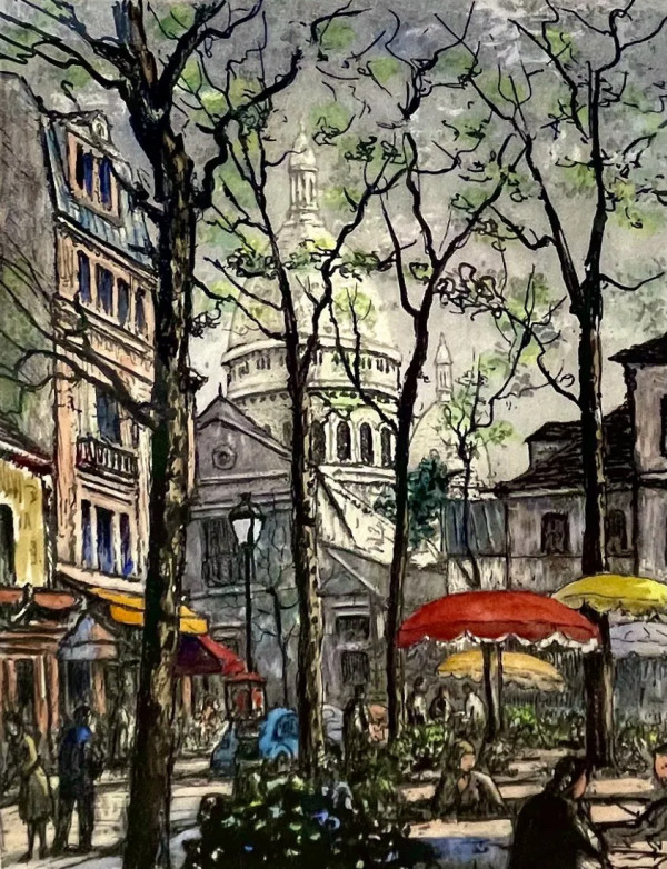 "La Place du Tertre"  Montmartre Paris and the Sacred-Coeur Basilica by Maurice Jacque