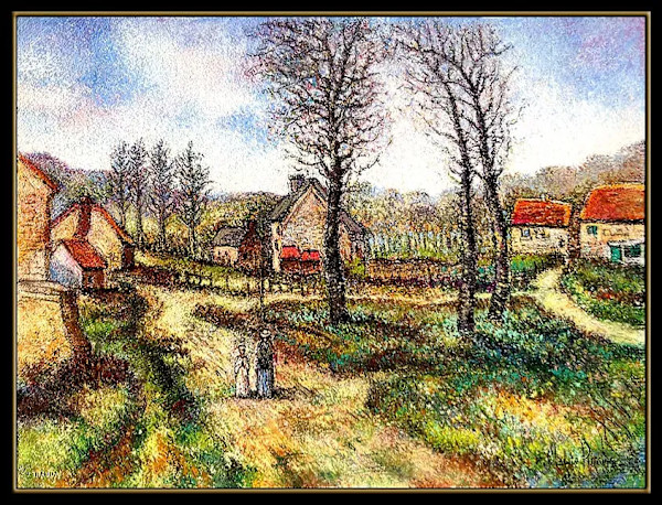 “La Ferme Des Guillaume Et Ses Batiments“ by Hugues Claude Pissarro