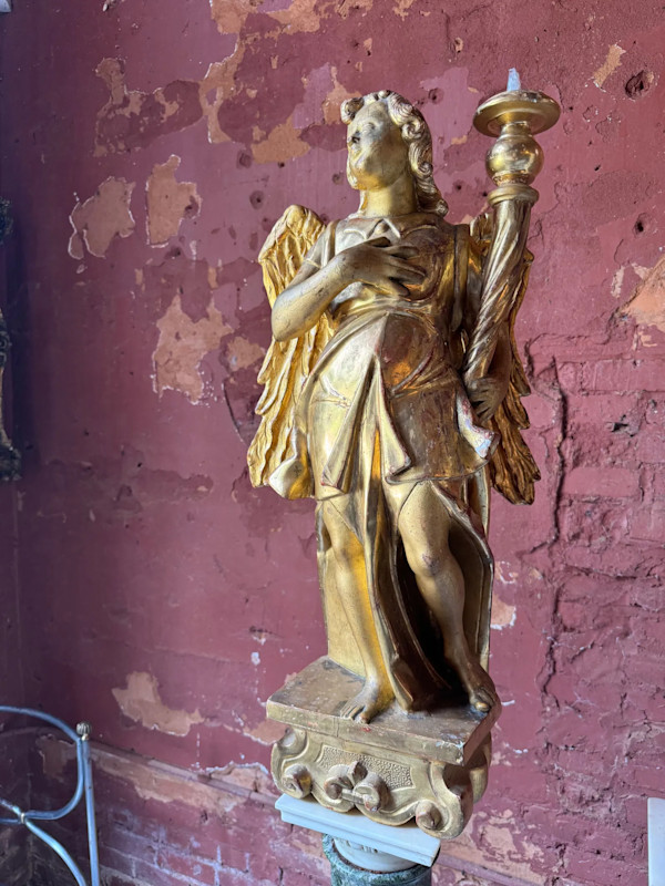 Large carved Italian Santos Wooden Statue water gild by Italian School