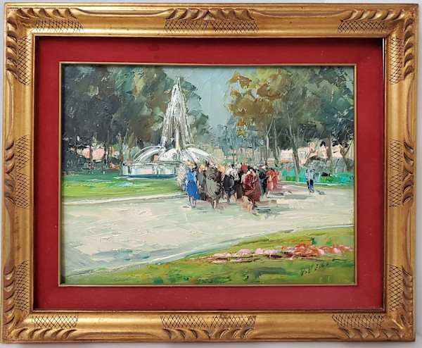Impressionist Impasto Fountain Landscape by Unknown