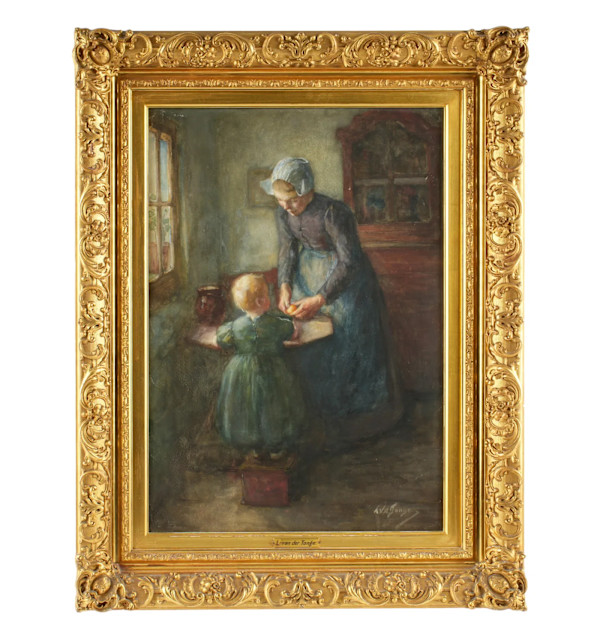 Lammert Leibe Van Der Tonge  “Mother and Child” Watercolor by Lammert Leire van der Tonge