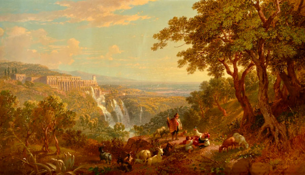 Ruins of the Villa of Maecenas, seen from the olive groves, Tivoli by Penry Williams (British, 1802-1885)