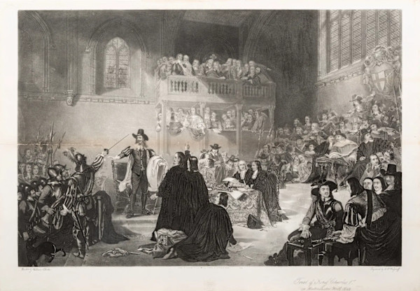 "The Trial of Thomas Earl of Strafford in Westminster Hall 1641" by James Scott (British, 1809-1899