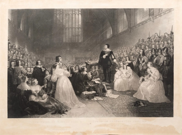 "Trial of King Charles 1st, in Westminster Hall 1649", by William Henry Fisk (British, 1796-1872), Charles Edward Wagstaff (British, 1808-1850) Engraver