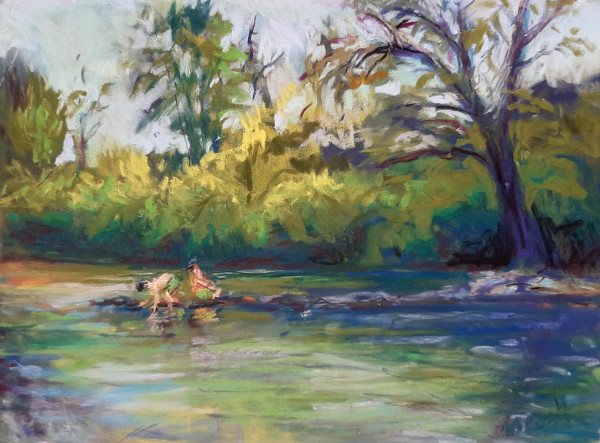 Boys Playing in the Puntledge River by Nanci Cook