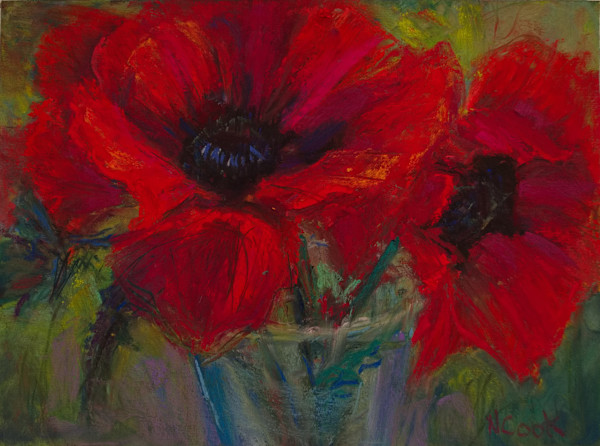 Red Poppies in Glass by Nanci Cook, PAC