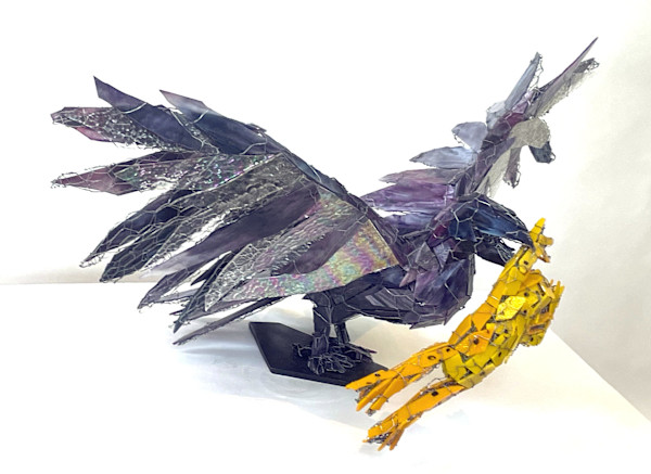 Amethyst Raven with Frog by Joan Danziger