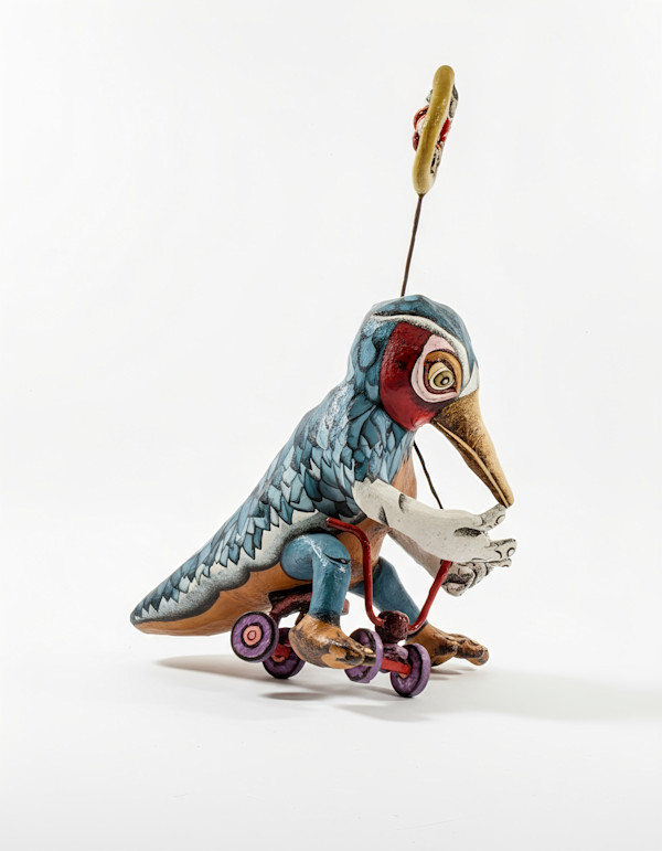 Bird on a Scooter (Owl on a Scooter)  (this work is Joan's first sculpture or first large sculpture) by Joan Danziger