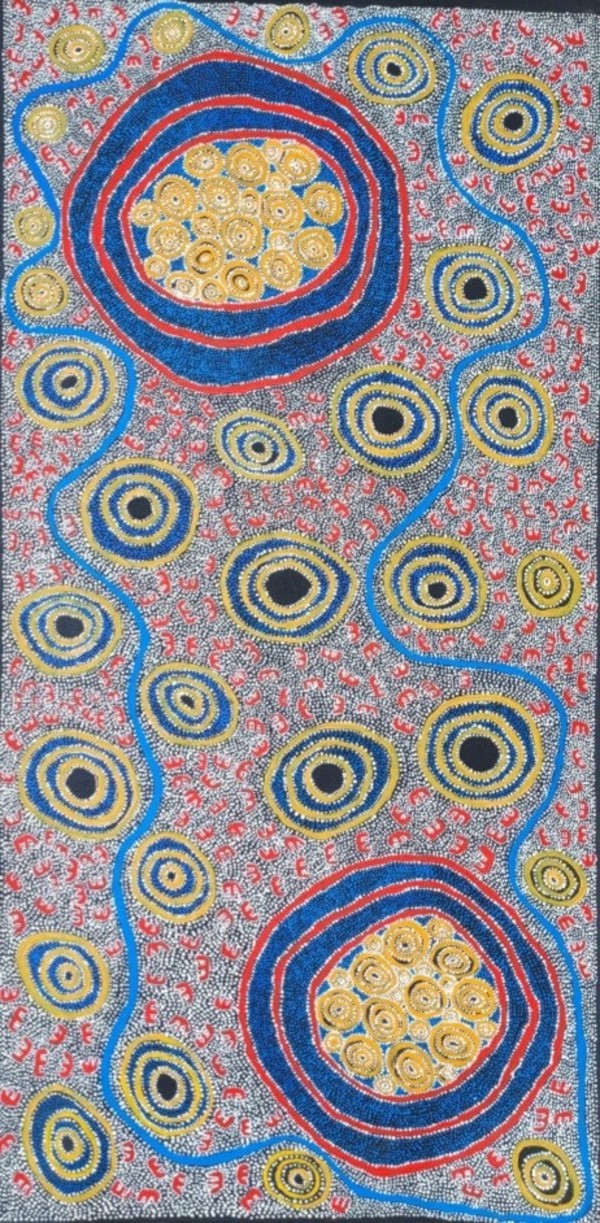 Jugunpa Jukurrpa (Spinnifex Hopping Mouse Dreaming) by Nigel Japananangka Marshall