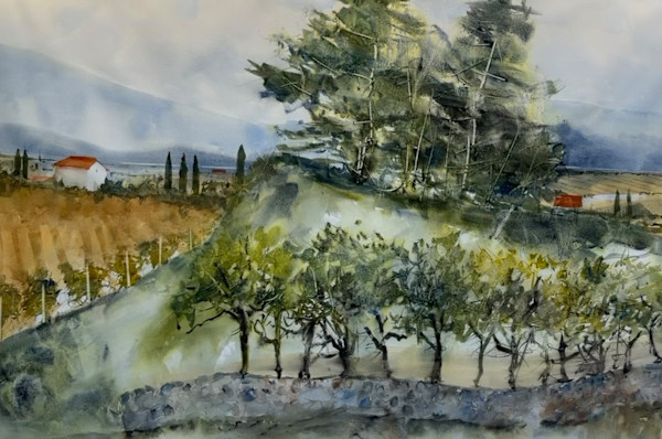 View from Montepulciano by Steve Griggs Watercolor