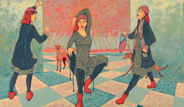 Three Poses in a Marble Tiled Gallery by Kenna Lee Barradell