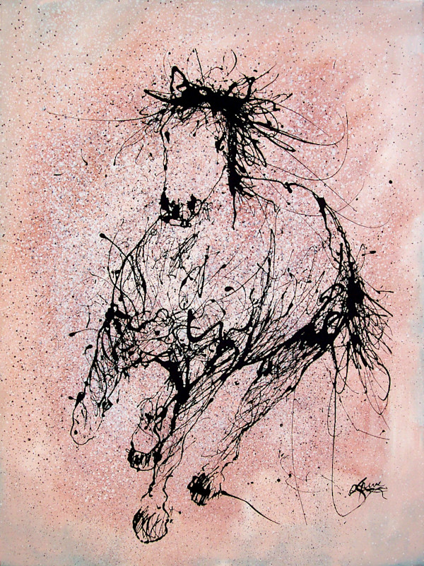 Black Horse Silkscreen on Canvas 2/11 by Gerrit Greve Estate