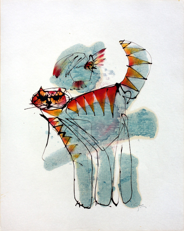 Tabby Cat with Bird by Gerrit Greve