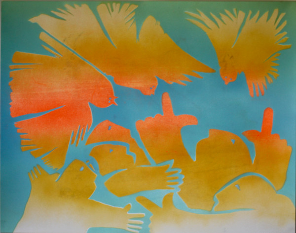 Orange and Yellow Birds by Gerrit Greve