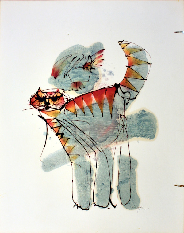Tabby Cat with Bird by Gerrit Greve