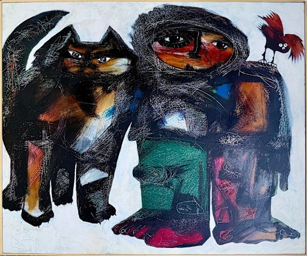 My Fable Self with Cat and Bird by Gerrit Greve