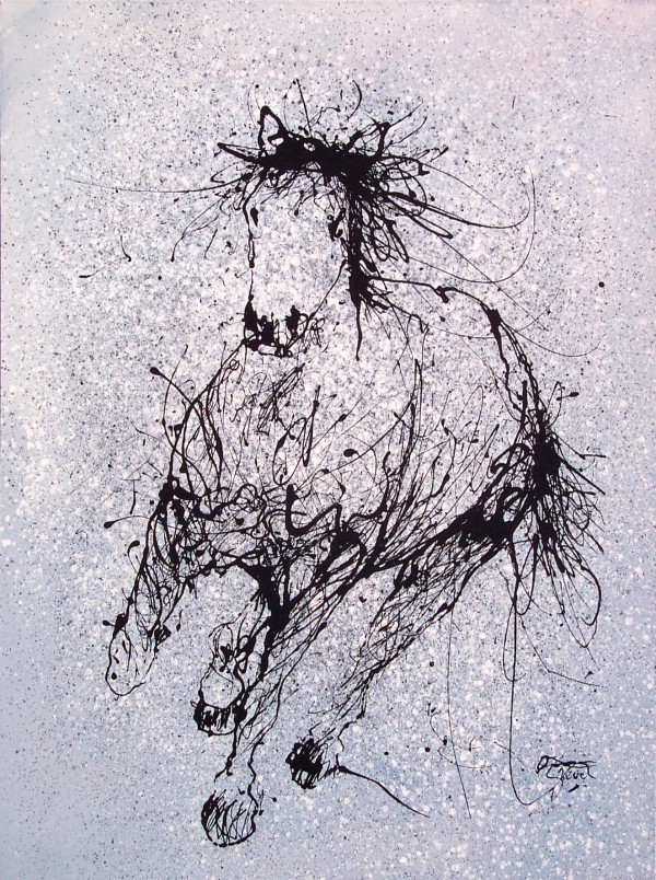Black Horse Silkscreen on Canvas 1/11 by Gerrit Greve Estate