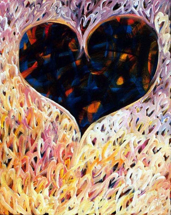 Crochet Heart in Blue&Orange by Gerrit Greve