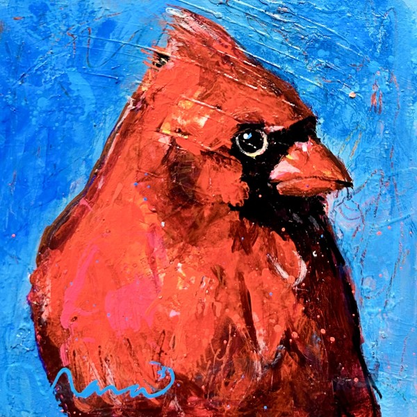 Cardinal on blue by Nara Montuy