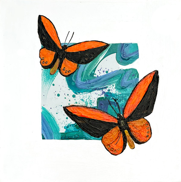 Orange Flow in Teal by Nara Montuy