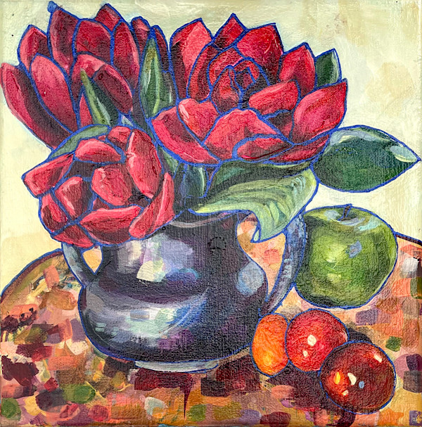 Tulips and Fruit by Nara Montuy