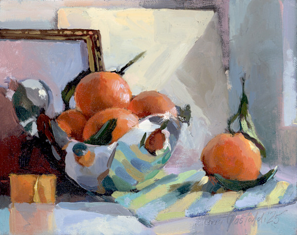 Mandarins in a metal bowl by Alena Gastaldi