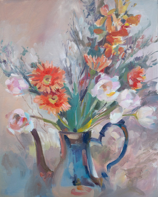 Flowers in a silver pot by Alena Gastaldi