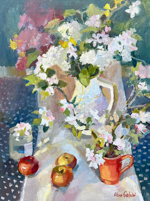 Apples and apple blossoms by Alena Gastaldi