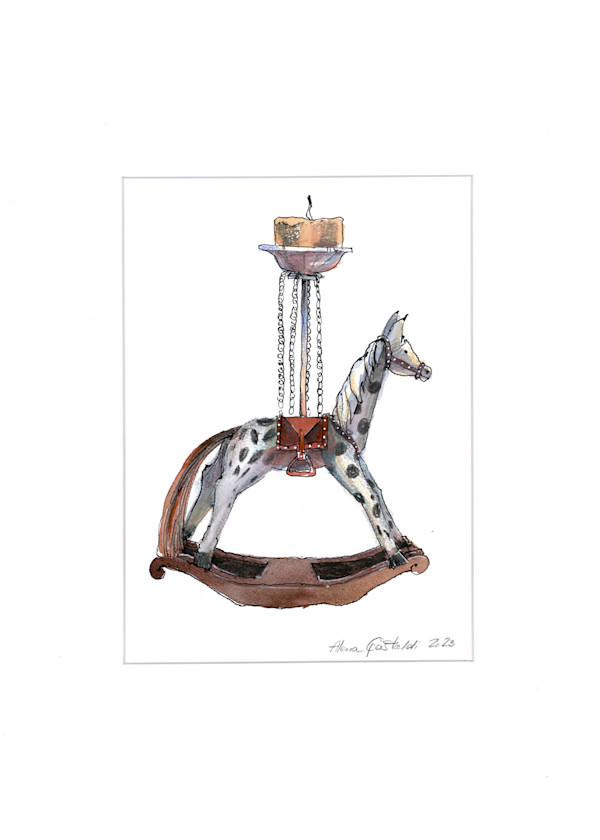 White rocking horse by Alena Gastaldi