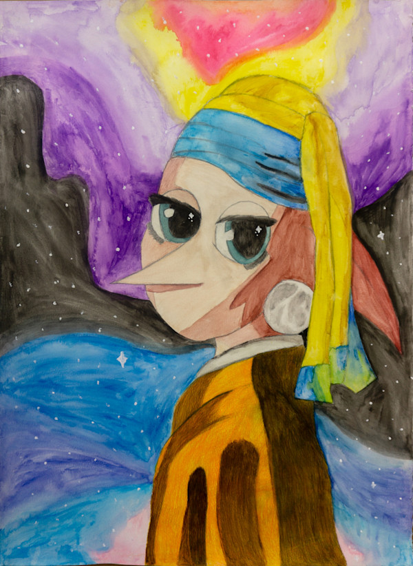 Space Goobert with a Moon Earring by Eva Marie Barton