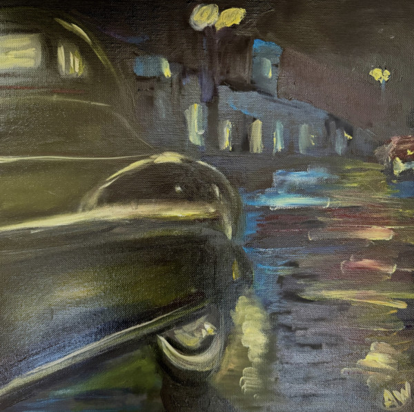 Vintage Car Night Study in Oil by Annie Wood