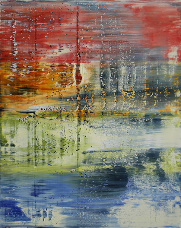 abstract red blue by Harry Moody