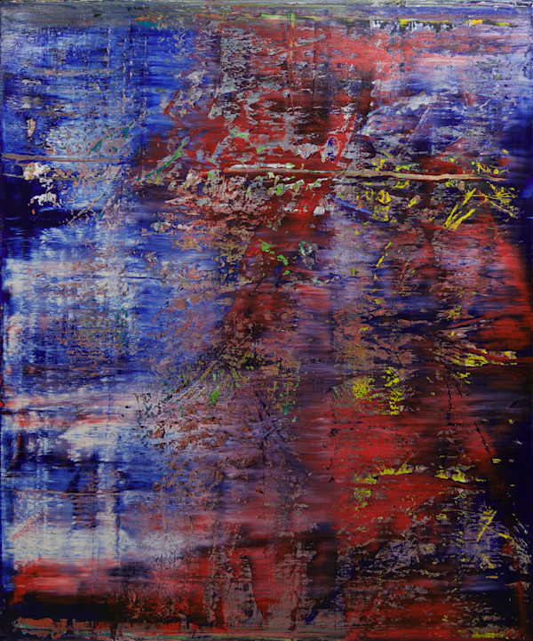 abstract blue with red by Harry Moody