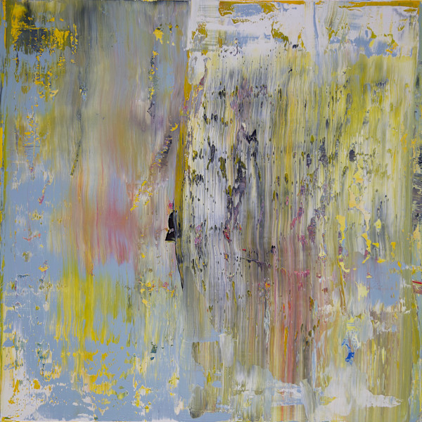 abstract grey blue with yellow by Harry Moody