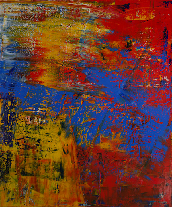 abstract yellow blue red by Harry Moody