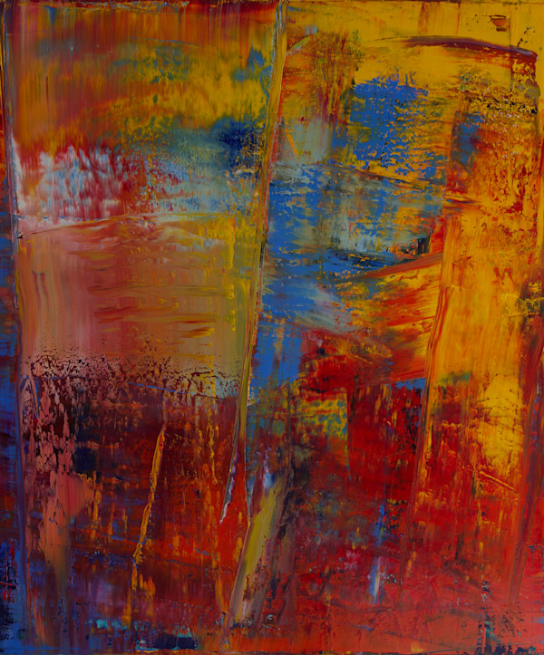 abstract yellow blue red by Harry Moody