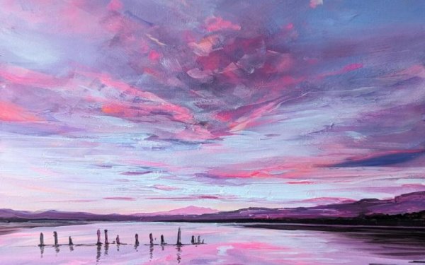 Fenceposts (Sunset) Loch Tay by Allison Young