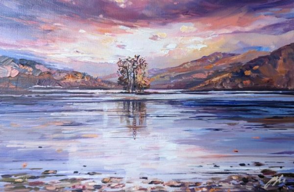 Magenta Sky, Isle of Spar Loch Tay by Allison Young