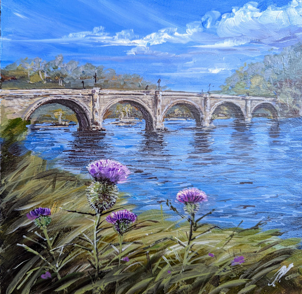Bridge at Dunkeld (Thistles) by Allison Young