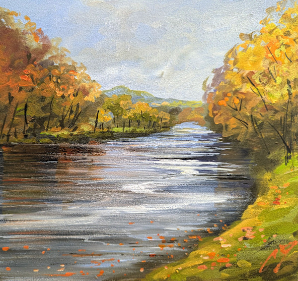 Autumn Leaves River Tay at Dunkeld by Allison Young