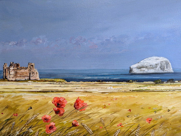 Bass Rock, Tantallon Castle and Poppies by Allison Young