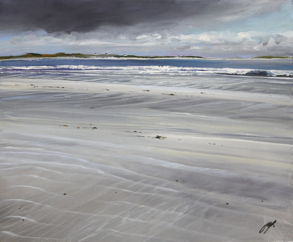 White Houses Against Blue Grey Sky, Tiree by Allison Young
