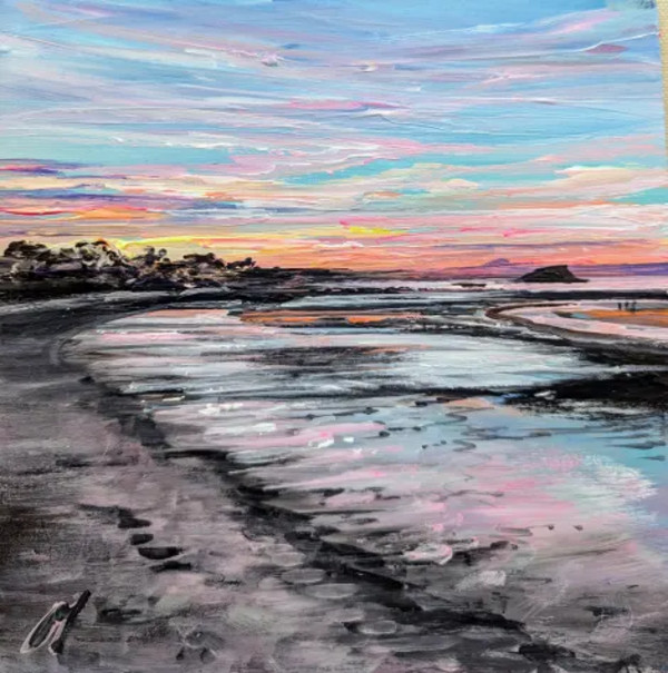 Sunset the Lamb North Berwick by Allison Young